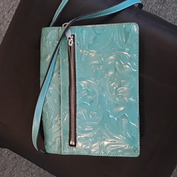 Patricia Nash turquoise leather purse 8” x 9” - Picture 3 of 6